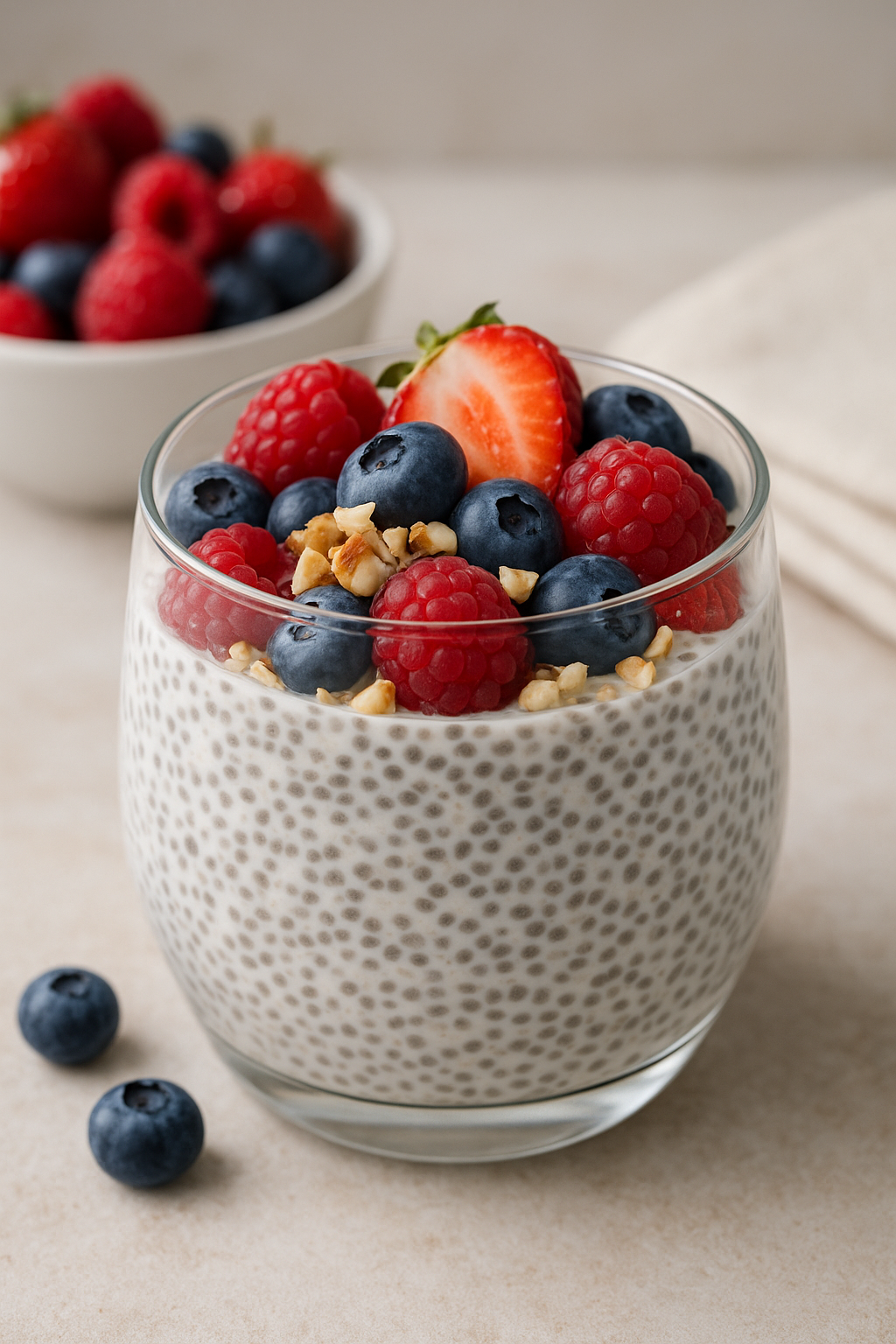 Chia-Pudding mit Beeren (ohne Zucker & Süßungsmittel)