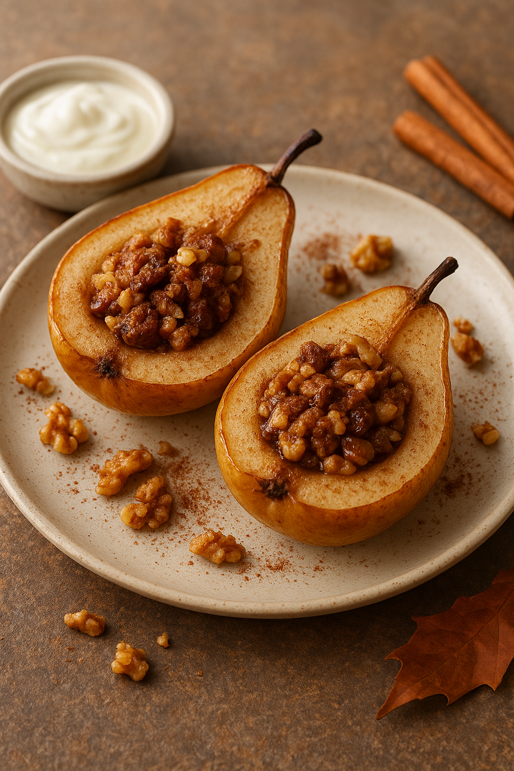 Gebackene Birnen mit Nuss-Füllung (ohne Zucker)