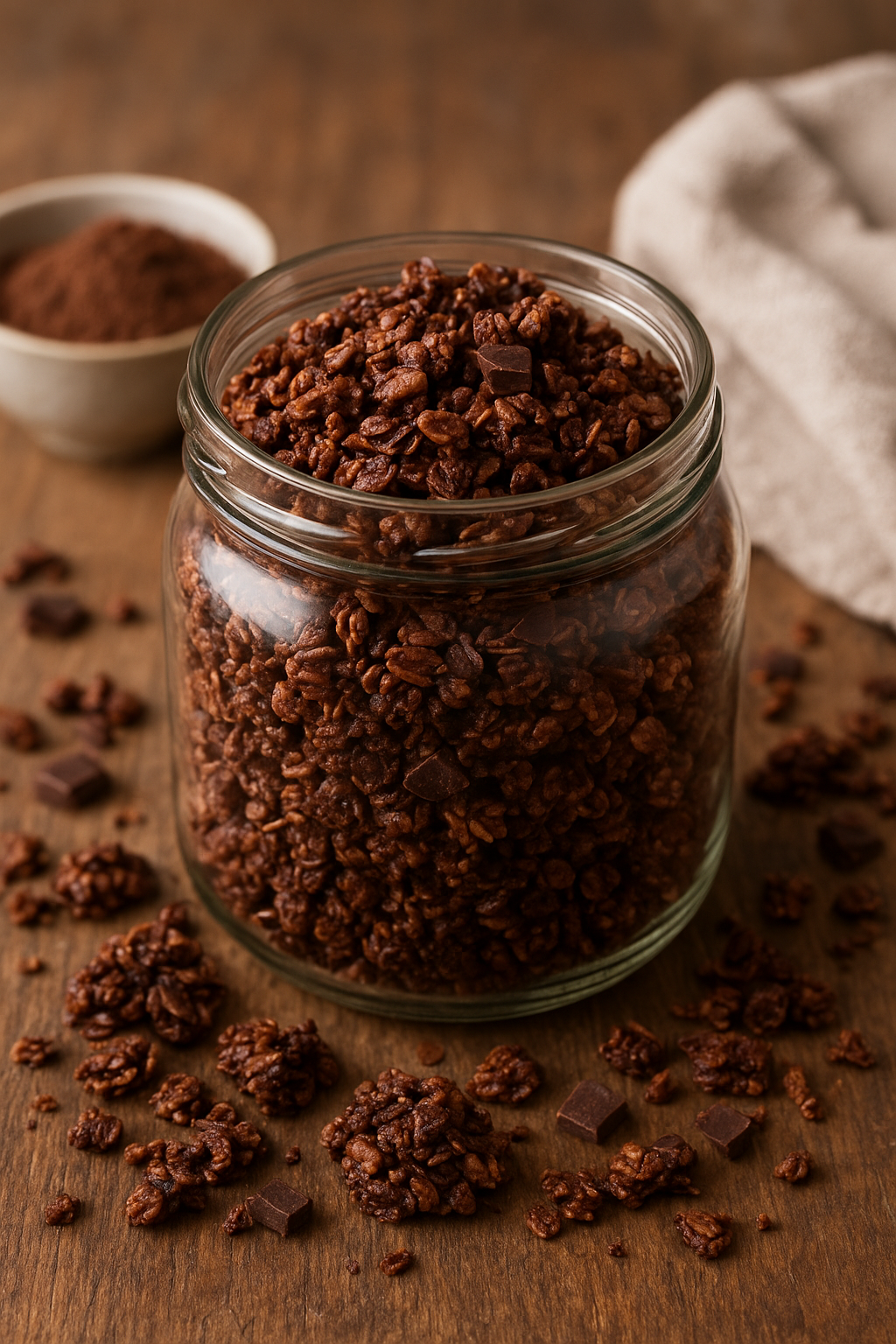 Zuckerfreies Schoko-Granola – knusprig, schokoladig & gesund genießen