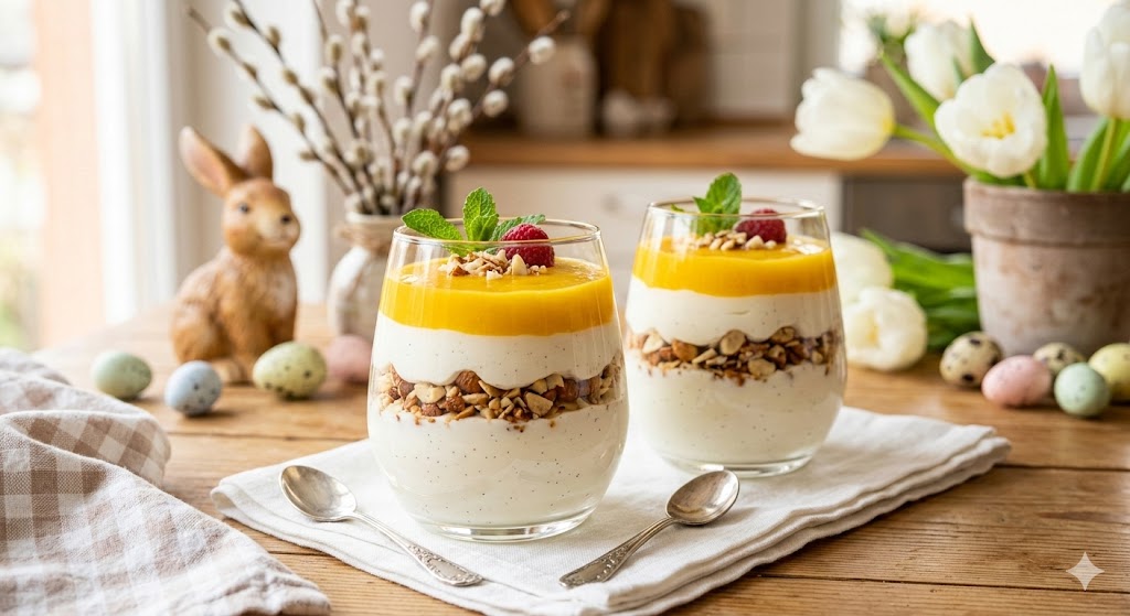 Mein zuckerfreier Ostertraum: Cremiges Schicht-Dessert im „Eierlikör-Style“